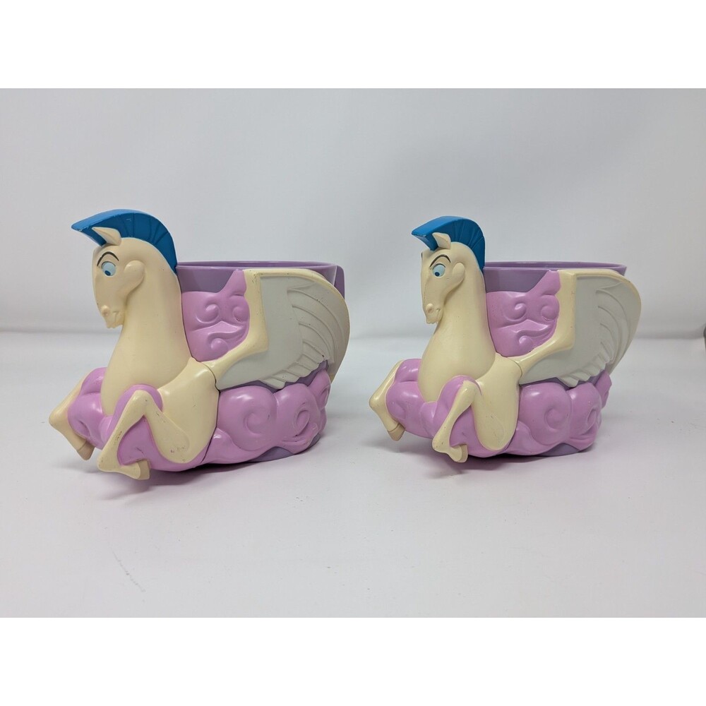 Walt Disney On Ice Hercules Pegasus Mug Cup Set 2 Vintage 1997 90s Toy